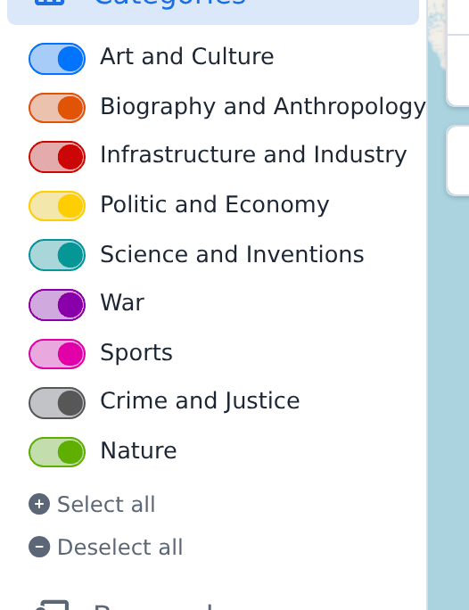 Categories selector